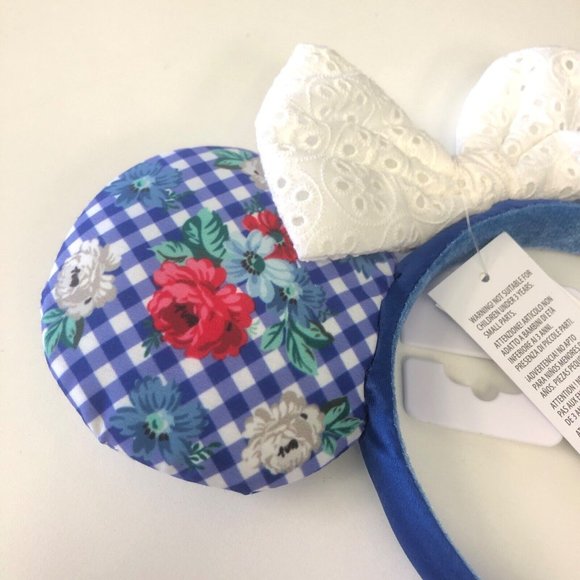 Disney Parks Gingham Cottage Flower Checkered Minnie Mouse Ears Headband - NEW - Picture 2 of 2
